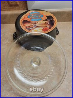 Griswold Wagner cast iron, duel logo, new with label, dutch oven & glass lid