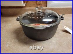 Griswold Wagner cast iron, duel logo, new with label, dutch oven & glass lid