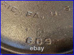 Griswold cast iron griddle # 9, 609 D Erie Pa. U. S. A. LARGE LOGO 11 Inch