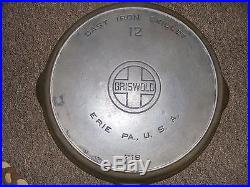 Griswold cast iron no. 12 skillet large logo withsmoke ring