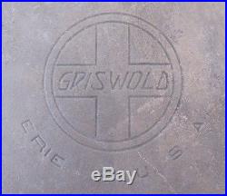 Hard To Find Large Vintage Griswold #14 Cast Iron Skillet Slant Logo, Heat Ring