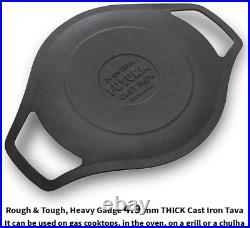 HAWKINS Futura 24 Cm Cast Iron Tava, Cast Iron Tawa for Roti, Cast Iron Cookware