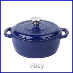 HOMESMART Blue Color Enamel Coated Cast Iron Dutch Oven 3.2QT Capacity