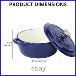 HOMESMART Blue Color Enamel Coated Cast Iron Dutch Oven 3.2QT Capacity