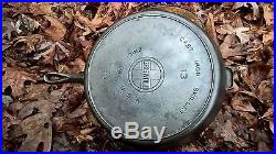HTF Antique Griswold Cast Iron Skillet No. 13 Block Erie Pa USA 720 withHeat Ring