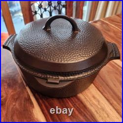 HTF Griswold No. 8 Hammered Dutch Oven 2058, Hinged Lid, c1930s