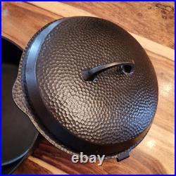 HTF Griswold No. 8 Hammered Dutch Oven 2058, Hinged Lid, c1930s