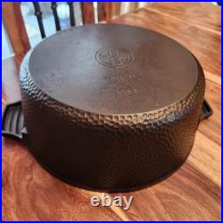 HTF Griswold No. 8 Hammered Dutch Oven 2058, Hinged Lid, c1930s
