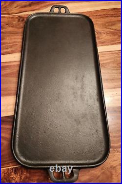 HTF Lodge Cast Iron Long Griddle #9, 20.25 L X 9.5 W, Seasoned, c 1930s