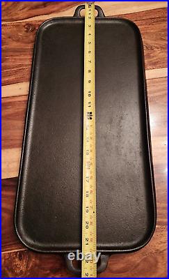 HTF Lodge Cast Iron Long Griddle #9, 20.25 L X 9.5 W, Seasoned, c 1930s