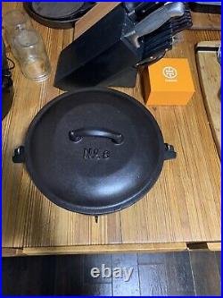 HTF Martin Stove and Range cast iron #8 Flat Bottom Kettle / Dutch Oven