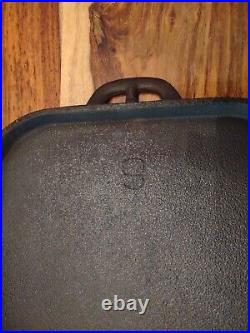 HTF WAGNER Cast Iron Deep Long Griddle, NO 9, circa 1891-1914, (20.75x9.5)