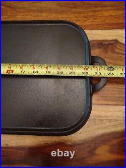 HTF WAGNER Cast Iron Deep Long Griddle, NO 9, circa 1891-1914, (20.75x9.5)