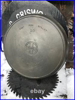 HUGE Griswold Cast Iron No 20 Large Logo Skillet /Heat Ring 723 Erie Pa NO RESV