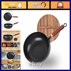 Hand-Forged 9.45 Japanese Iron Pan, Uncoated Non-Stick, Durable Thick Pot with