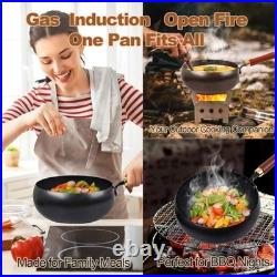 Hand-Forged 9.45 Japanese Iron Pan, Uncoated Non-Stick, Durable Thick Pot with