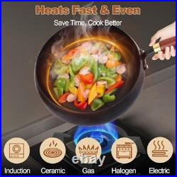 Hand-Forged 9.45 Japanese Iron Pan, Uncoated Non-Stick, Durable Thick Pot with