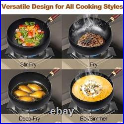 Hand-Forged 9.45 Japanese Iron Pan, Uncoated Non-Stick, Durable Thick Pot with