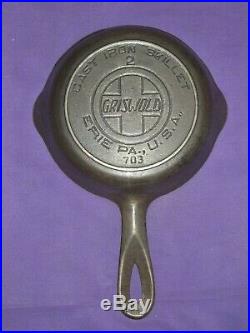 Htf #2 Griswold Cast Iron Skillet Heat Ring Slant Logo Erie Pa USA Sits Flat