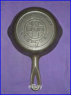 Htf #2 Griswold Cast Iron Skillet Heat Ring Slant Logo Erie Pa USA Sits Flat