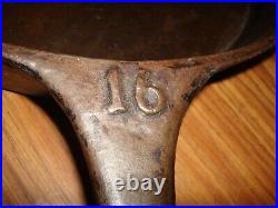 Huge Cast Iron Frying Pan Skillet #16 Unmarked Not Griswold