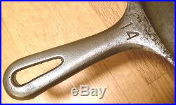 Huge Vintage 15 1/4 Unmarked Griswold No 14 #14 Cast Iron Skillet Griddle Pan