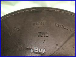 Huge Vintage 20 Double Handled Cast Iron Skillet-great Condition-griswold Era