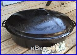 Huge Vintage Wagner Cast Iron Oval Roaster 1287 Dutch Oven With Lid Basting Rare