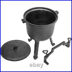 Hunting Cooking Stew Pot Cast Iron Cauldron Fireplace Stock Pot OpenFire BBQ 7L