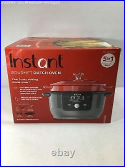 Instant Precision 6 Quart Cast Iron Dutch Oven Red DOMC6001 NEW, Sealed