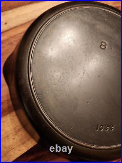 Iron Mountain (by Griswold) Cast Iron Skillet #8, Heat Ring, 1033, Circa 1940