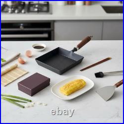 Japanese Cast Iron Tamagoyaki Pan Pre-Seasoned, Liquid Nitrogen Treated, No