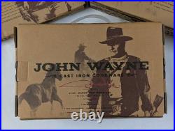 John Wayne Cast Iron Cookware 3 Pc Set 10 Skillet Grill Pan 2 Qt Sauce Pot NIB