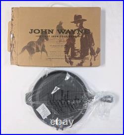 John Wayne Cast Iron Cookware 3 Pc Set 10 Skillet Grill Pan 2 Qt Sauce Pot NIB