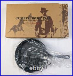 John Wayne Cast Iron Cookware 3 Pc Set 10 Skillet Grill Pan 2 Qt Sauce Pot NIB
