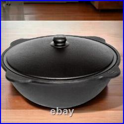 Kazan 6 Liters Flat Bottom Cauldron Cast Iron Chugun Uzbek Pilaf Plov With Lid