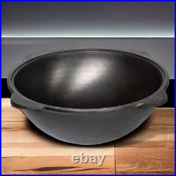 Kazan 6 Liters Flat Bottom Cauldron Cast Iron Chugun Uzbek Pilaf Plov With Lid