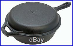 Kitchen Pre-Seasoned Cast Iron 2-In-1 Combo Cooker Frying Pan Oven Safe Cookware