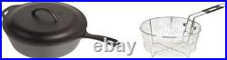 L10CF3 Cast Iron Covered Deep Skillet, Pre-Seasoned, 5-Quart & 10FB2 Deep Fry Ba