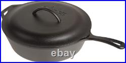 L10CF3 Cast Iron Covered Deep Skillet, Pre-Seasoned, 5-Quart & 10FB2 Deep Fry Ba