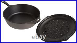 L10CF3 Cast Iron Covered Deep Skillet, Pre-Seasoned, 5-Quart & 10FB2 Deep Fry Ba