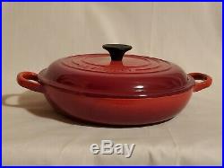 LE CREUSET #22 Cerise Red Round Enamel Cast Iron Braiser 1.5 Qt