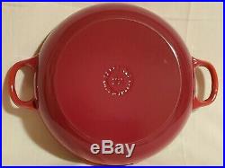 LE CREUSET #22 Cerise Red Round Enamel Cast Iron Braiser 1.5 Qt