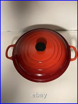 LE CREUSET #26 10 2.25 Qt Shallow Casserole-Enamel Cast Iron-Cerise Red-France