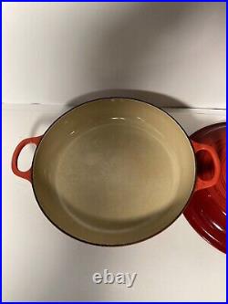 LE CREUSET #26 10 2.25 Qt Shallow Casserole-Enamel Cast Iron-Cerise Red-France