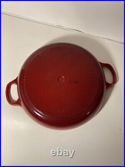 LE CREUSET #26 10 2.25 Qt Shallow Casserole-Enamel Cast Iron-Cerise Red-France