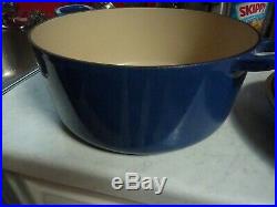 LE CREUSET #28 7.25 QT ROUND DUTCH OVEN with LID, BLUE, MADE IN FRANCE-Very Nice