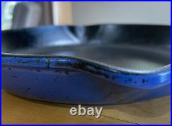 LE CREUSET #30 12 Blue Enamel Cast Iron Skillet Frying Pan Made in France EUC
