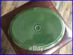 LE CREUSET CAST IRON OVAL DUTCH OVEN WithO LID Palm GREEN #27 FREE SHIPPING