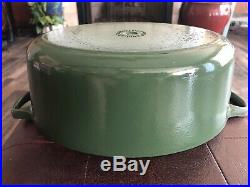LE CREUSET CAST IRON OVAL DUTCH OVEN WithO LID Palm GREEN #27 FREE SHIPPING